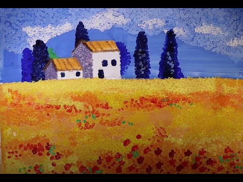 Видео: Видеоурок по живописи. Пуантилизм "Пейзаж с маковым полем".