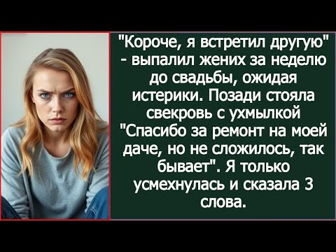 Видео: "Короче, я встретил другую" - выпалил жених за неделю до свадьбы, ожидая истерики.