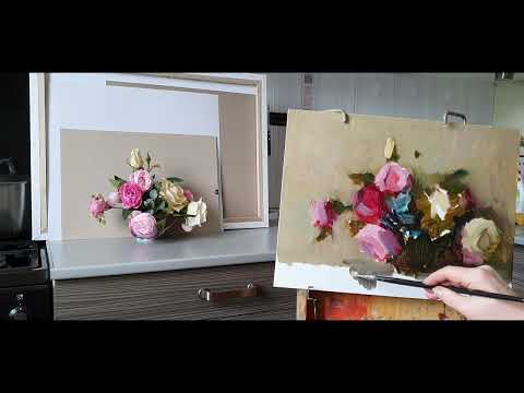Видео: Розы. Живопись маслом.