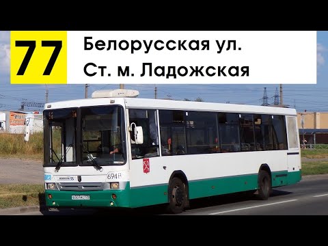 Видео: Автобус 77 "Ст. м. "Ладожская" - Белорусская ул."