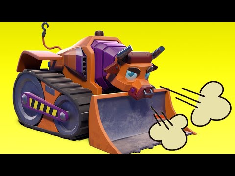 Видео: АнимаКары - лучшее из бык бульдозер - мультфильмы с машинами и животными