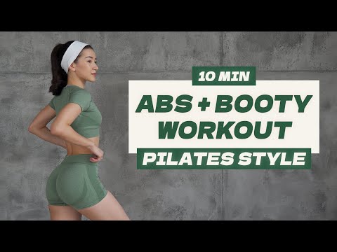Видео: ЯГОДИЦЫ + ПРЕСС в стиле ПИЛАТЕС / 10 min ABS + BOOTY WORKOUT 💚