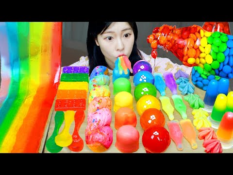 Видео: АСМР МУКБАНГ| Радужные десерты! Шоколадно-медовое желе, тангулу, кохакуто, желейная лапша.
