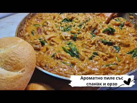 Видео: Ароматно пиле със спанак и орзо - Chicken with spinach and orzo