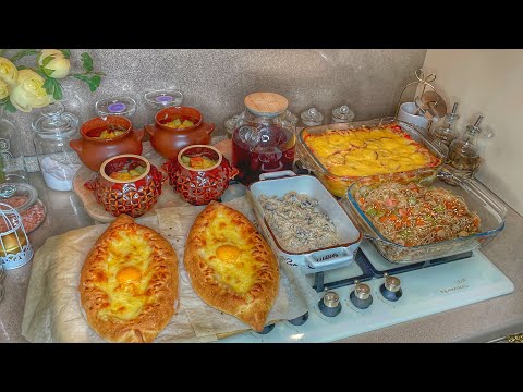 Видео: МНОГО НАГОТОВИЛА ! Хачапури по-аджарски, горшочки, сердечки в сметане, лазанья,любимый василёк