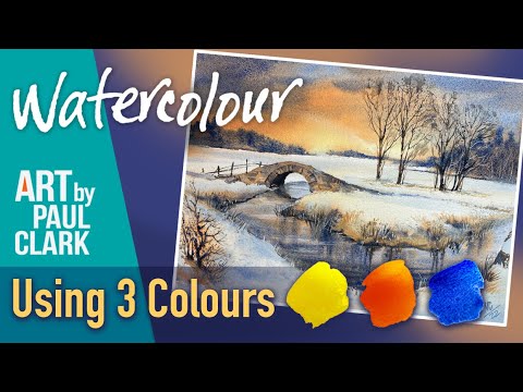 Видео: Как нарисовать акварелью снежную сцену в сумерках