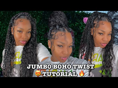 Видео: Как сделать: Урок по плетению кос в стиле бохо-круто (Jumbo Boho Twist) *метод вязания крючком с ...