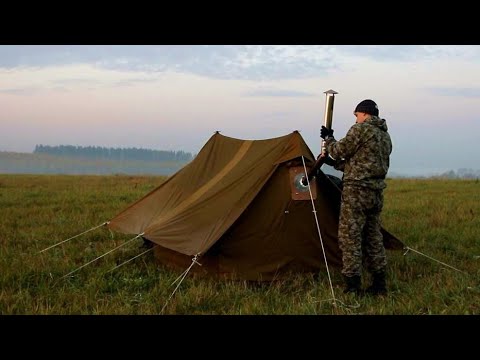 Видео: советская палатка с печкой / ночёвка