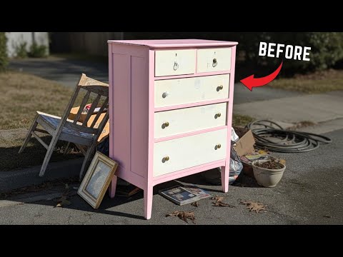 Видео: Удивительная РЕСТАВРАЦИЯ сломанного розового комода