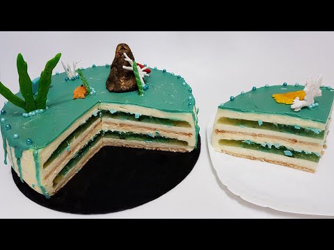 Видео: ТОРТ без выпечки ГОЛУБАЯ ЛАГУНА ( cake without baking "blue lagoon" )