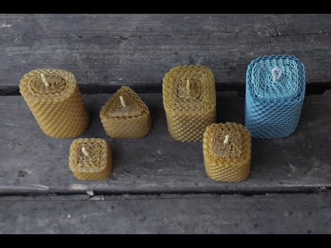 Видео: Свечи из вощины в виде квадрата, овала и треугольника