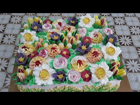 Видео: Торт Цветочная клумба