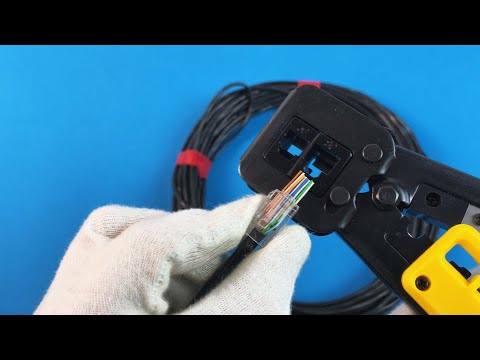 Видео: КАК ОБЖАТЬ КАБЕЛЬ ДЛЯ КАМЕРЫ ВИДЕОНАБЛЮДЕНИЯ СКВОЗНОЙ КОННЕКТОР