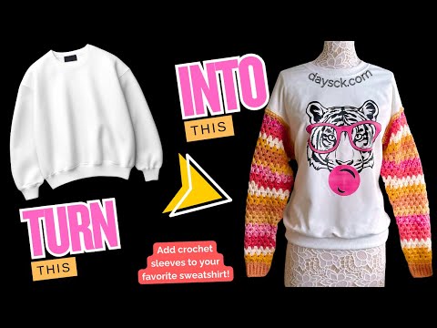 Видео: Как пришить крючком рукава к любимой толстовке ~ Вариант в стиле бабушкиного стежка!