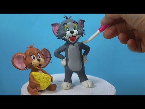 Видео: Создаем ТОМА из помады или глины - топпер для торта - Tom & Jerry