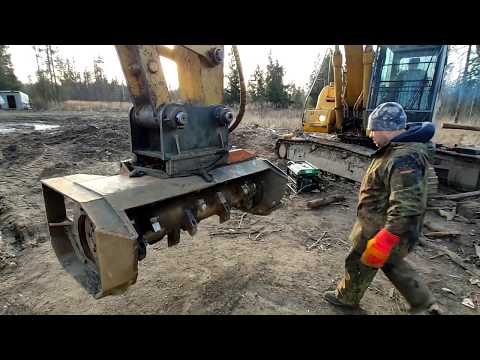 Видео: Как отбалансировать навесной мульчер на экскаваторе. Балансировка мульчера Ferri на Caterpillar