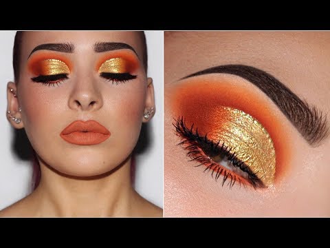 Видео: Оранжевое и жёлтое золото | Урок макияжа