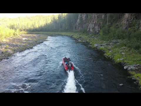 Видео: Лодка ПВХ Allaska 510 Lux по перекатам р  Южная Таймура.  Эвенкия.  Рыбалка.