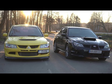 Видео: Lancer Evo 8 VS Subaru WRX STI. Принципиальная непримиримость.