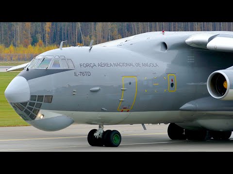 Видео: Африканский ИЛ-76ТД рулил с дымом из под колёс, взлетел за 20 секунд. Посадка была классической.