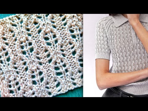 Видео: Легкий ажурный узор спицами ⭐️ Разбор узора джемпера-поло