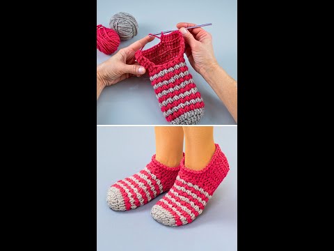 Видео: Вязаные тапочки крючком для начинающих всего за 1 час! Miarti🧶