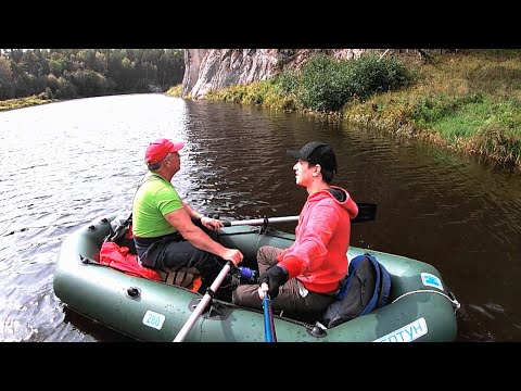 Видео: Сплав по реке. Река Нейва. Красивые скалы, осенний лес.