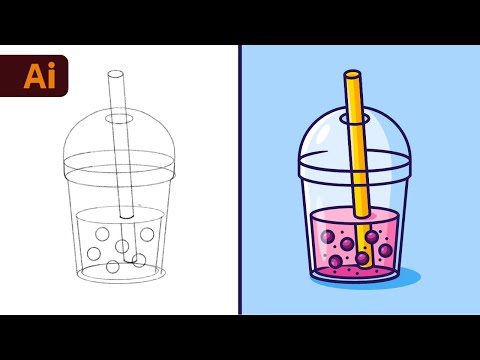 Видео: Учебное пособие по Adobe Illustrator: создание векторного рисунка с рисунком «Bubble Tea» шаг за ...