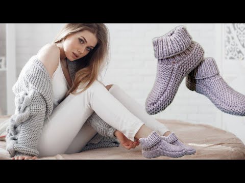 Видео: Вязаные теплые тапочки спицами.Просто и быстро.#(2025)