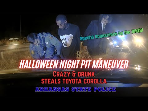 Видео: Погоня с угнанной Toyota Corolla (ночь Хэллоуина) — манёвр на яме в канаву #паранормальное #погон...