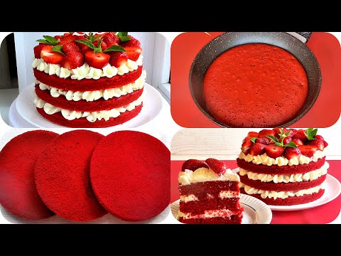 Видео: Без ДУХОВКИ!!! Красный бархат на СКОВОРОДЕ!!! Торт на сковороде!!! Red Velvet Торт с клубникой