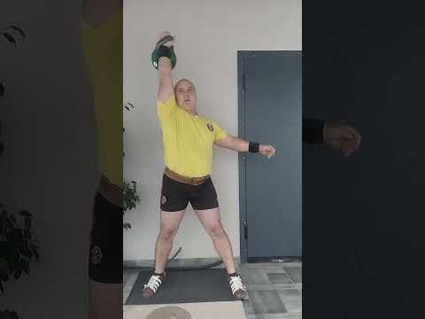 Видео: Козацький жим гиря 24 кг, 10 хв -164 підйоми.