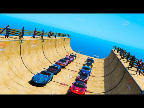 Видео: Venom BatMan and Spider man Super great Ramp Superheroes Challenge CARS GTA V !Человек Паук Бэтмэн!