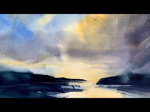 Видео: Учебник по рисованию неба акварелью «мокрым по мокрому»