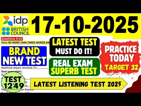 Видео: Практический тест IELTS Listening 2025 с ответами | 17.10.2025 | Номер теста: 1249