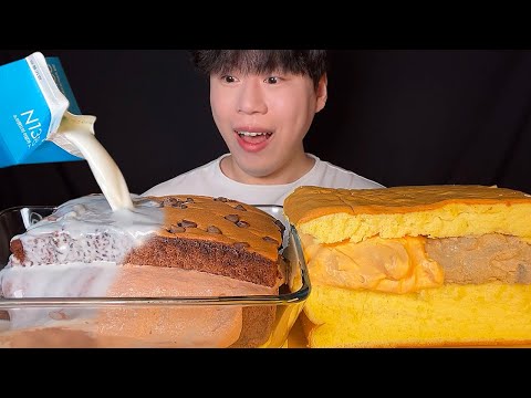 Видео: SUB)Корейская гигантская кастелла (тайваньский пирог кастелла) с молочным мукбангом asmr
