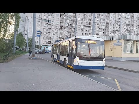 Видео: Троллейбус, маршрут №9 ТролЗа-5265.00 "Мегаполис" б.6402 (13.05.2021) Санкт-Петербург