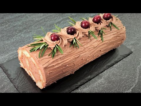 Видео: Из 3х ИНГРЕДИЕНТОВ! Когда уже совсем нет времени! Без выпечки! Рулет Вûche de Noël! Вкусно и просто!