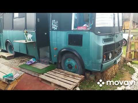 Видео: Автодом из ПазИка на новом месте. живем 2года в автобусе всей семьей.