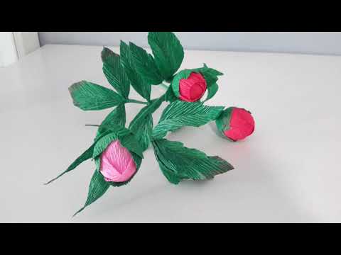 Видео: как сделать  БУТОН ДЛЯ ПИОНА -  ИЗ ГОФРИРОВАННОЙ  БУМАГИ...