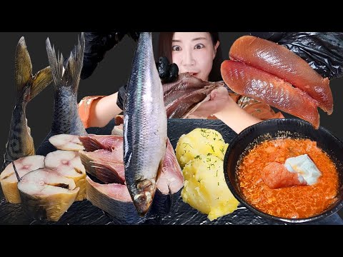 Видео: Русская сырая рыба 🐟+ Боршт 🍲 Мукбанг