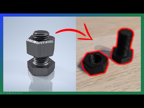 Видео: Как напечатать гайку и болт на 3D-принтере — Autodesk Inventor