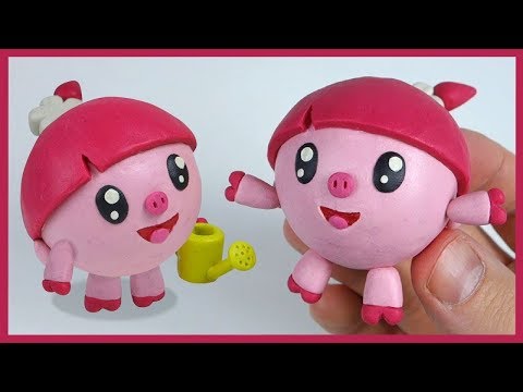 Видео: Лепим малышарика Нюшеньку из пластилина. Малышарики. Plasticine.