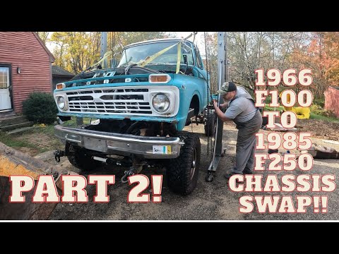 Видео: 1966 2wd F100 заменен на шасси 1985 4wd F250!! ЧАСТЬ 2!! Переделка восьмирычажного Thug!
