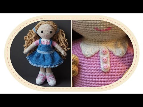 Видео: Вязаная кукла крючком Розали, часть 6 (Воротник). Crochet doll Rosalie, part 6 (Collar).