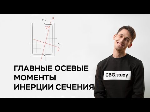 Видео: Определение главных осевых моментов инерции составного несимметричного сечения. Сопромат