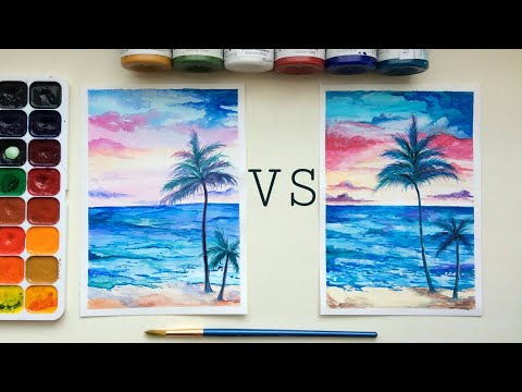 Видео: Уроки рисования с нуля #9 Гуашь или акварель? Сравнение материалов (eng sub)