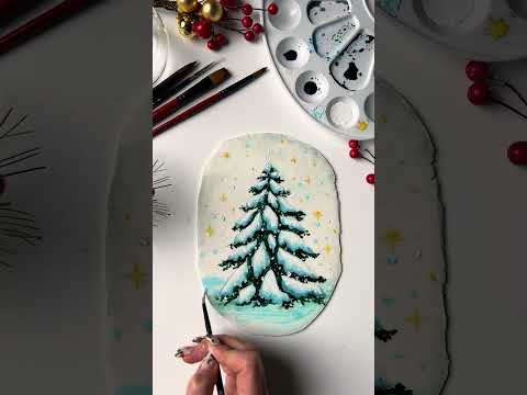 Видео: Урок по росписи на мастике. Снежная елка. Lesson on painting with mastic