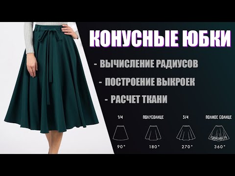 Видео: Конусные юбки (1/4 солнца, полусолнце, 3/4 солнца, солнце) #balanceofstyle #юбка #выкройки