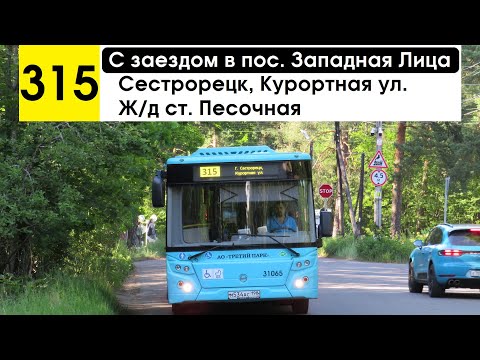 Видео: Автобус 315 "Сестрорецк, Курортная ул. - ж/д ст. "Песочная" (с заездом в пос. Западная Лица)